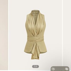 Commense Beige Wrap Halter Top